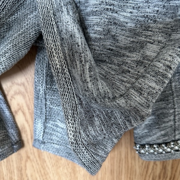 Express Gray Cotton Jeweled Trim 3/4 Sleeve Dressy Cardigan Blazer Women’s S - Picture 6 of 7